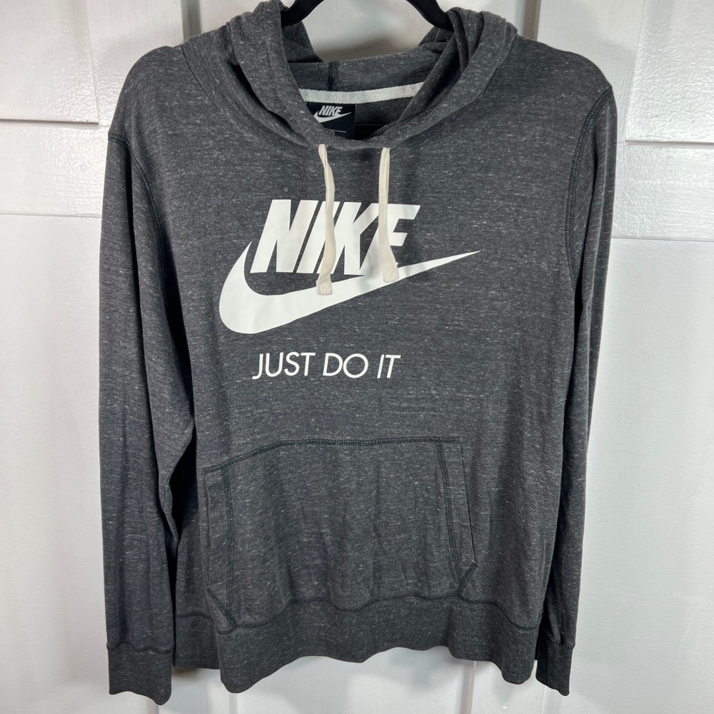 Nike Gym Vintage Hoodie Womens 1X Grey Just Do It Pullover BQ2732-060